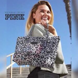 PINK Victoria's Secret Leopard Print Tote - Black and Gray